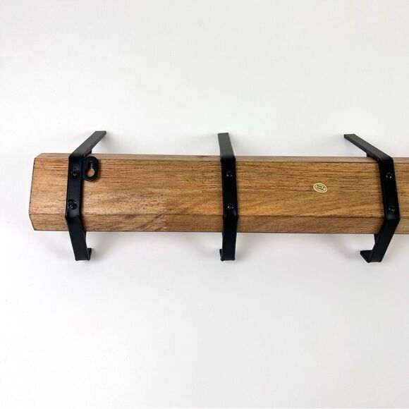 Kate and Laurel Rossmore Farmhouse 5-Hook Wall Hanging Coat Rack Natural Rustic - Picture 7 of 10